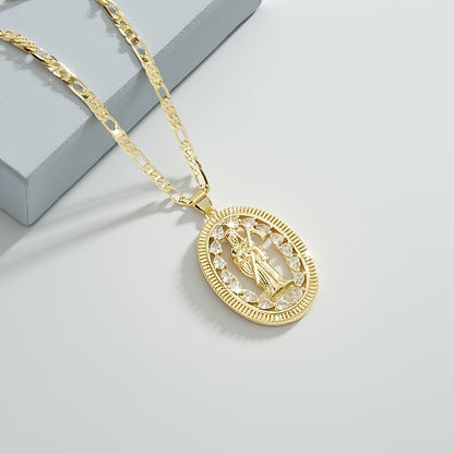 1pc Religious Jesus Christ Jewelry - 24-Inch Saint Death Pendant Necklace with Sacred Guadalupe Icon, Latin Faith Symbol for Weddings, Parties, Year-Round Wear - Women's Spanish Language Religious (Ramirez Line Collection