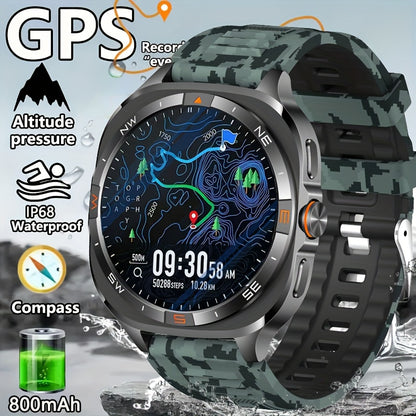 COIUSOR Men's Smartwatch with 360P IPS Display, GPS L1+L5 Dual-Frequency Positioning, wireless call sync SMS alerts 1.46-inch, Compass, Altitude, Air Pressure, 3D Dly Video Watch Face, 800mAh Rechargeable Battery, USB Chargin