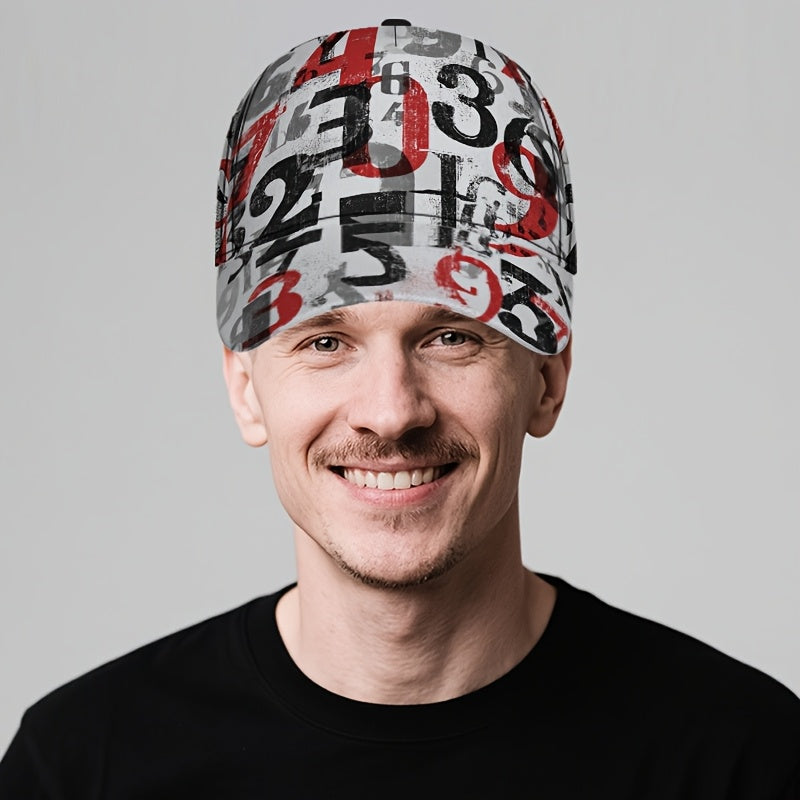 1pc Funky 2D Graffiti Number Snapback Hat - Full-Body Numbered Design (1-9/0) | Bold Graffiti Print for Outdoor Sports, Streetwear & Holiday Parties | Durable Polyester Cap for casual Wear & Athletic Activities