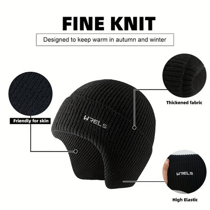 1pc WRELS Winter Warm Earmuff Hat Cap with Detachable Ear Flaps - Stretch Fit, Snug Ear Coverage for Skiing, Hiking, Camping & Outdoor Sports - Ideal Christmas Gift, Ear Covering Wind Resistant Hat, Winter Caps With Ear Flaps