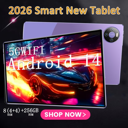 Android 14 WiFi Tablet with Shockproof Case & Stylus Pen, 10.1-inch 1280x800 IPS LCD Screen, 8GB (4+4GB Expandable) RAM, 256GB ROM (Supports TF Card up to 1TB), Dual Cameras, Dual WiFi 5, 6000mAh Rechargeable Lithium-ion Batt