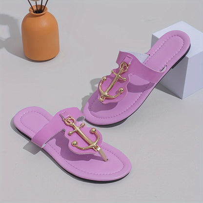 Women's Trendy Slide Sandals, Casual Clip Toe Flat Summer Shoes, Lightweight Slide Sandals