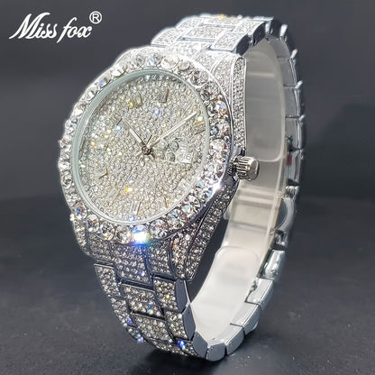Men's Classic Business Quartz Watch - Rhinestone Dial, Zinc Alloy Strap - Party Style | Calendar Feature | Battery Powered
