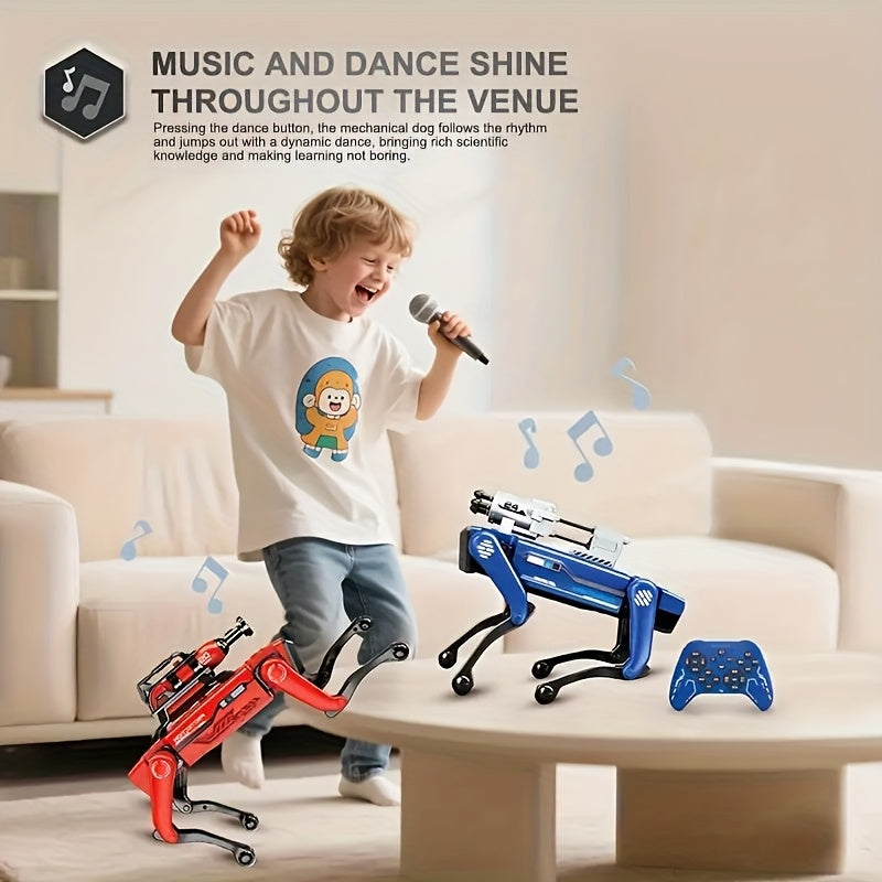 AI Voice-Interactive Robot DogIt Is A Red Fire-fighting Style Robot Dog with An Attractive Appearance And High Quality. It Supports Dual Control Via Remote Control And Mobile APP, Comes with Intelligent Patrolling And Functio