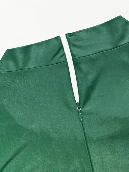 [Sexy Slit Dress] Women'S Solid Color Bodycon Hot Dress with a Stylish Belt, Fitted Long Sleeves, And a Sexy Side Slit, Mid-Length.