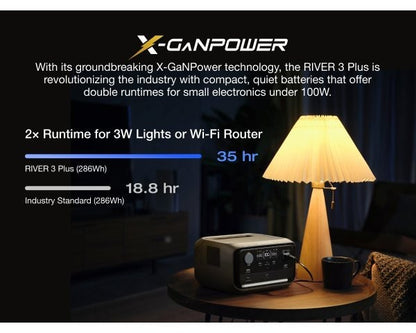 EcoFlow River 3 Plus Portable Power Station with 60W Portable Solar Panel, 286Wh LiFePO4 Battery, 3 Up to 1200W AC Outlets, <10 MS UPS,1Hr Fast Charge, <30dB Ultra-Quiet Solar Generator for Camping/RV