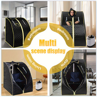 Portable Steam Sauna, Stainless Steel Stand, 87.92oz Personal Therapeutic Sauna For Weight Loss, Detox Relaxation, Suana Room With Remote Control, Foldable Chair