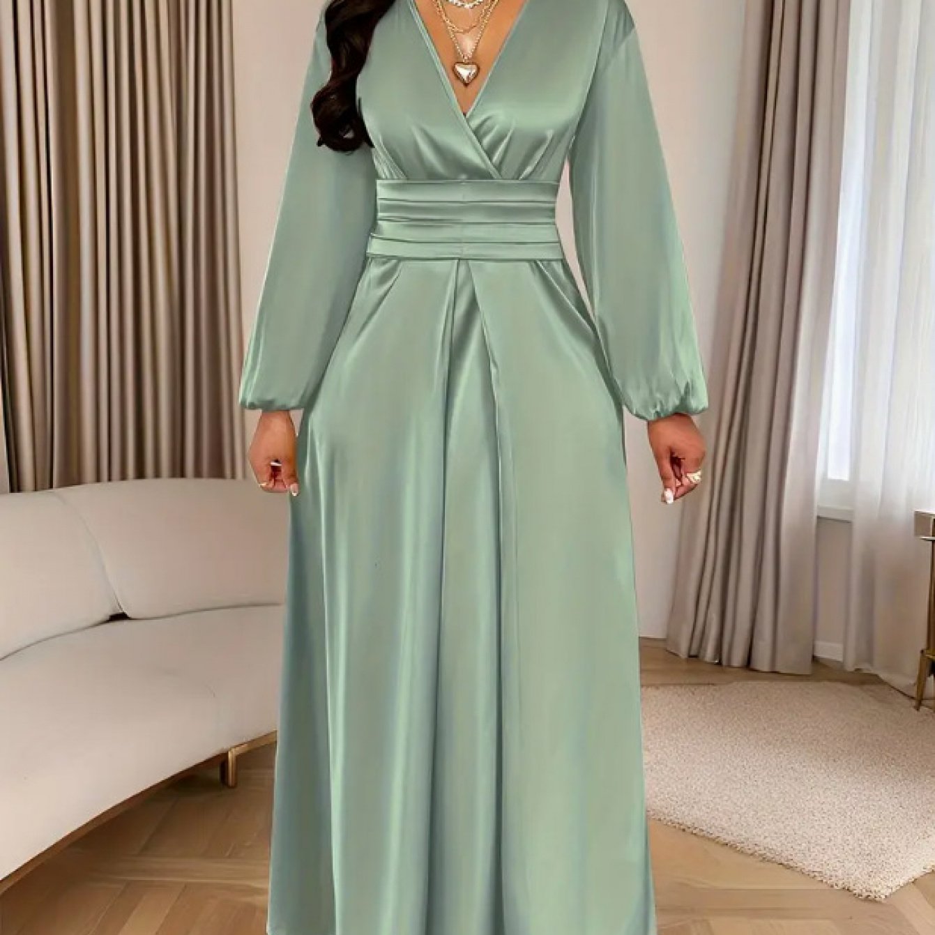 Women's Solid Color Simple Pleated Design Everyday Satin Dress, High-End Fashion Wedding, Engagement, Bridesmaid Dress, Evening Gown