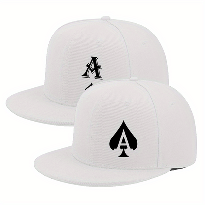 2D Flat - 2pcs A Letter Combination Style Unisex Fashion Hip-Hop Baseball Cap, Adjustable Size, Simple Casual Urban Style, Flat Brim Hat, Suitable for All Seasons, Unique Style