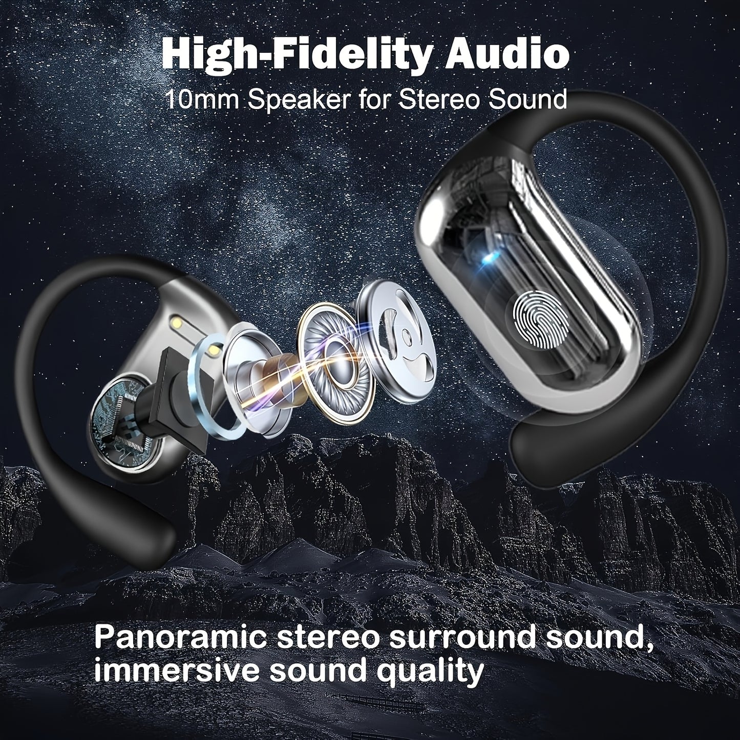 AITruly Open AI Wireless Earphones (Bluetooth 5.4 TWS) Experience 360° Ambient Awareness & All-day Comfort. AI Translation: Real-time 144 Languages/70 Accents. Secure Open-ear Fit for Travel/fitness. Advanced ENC Delivers Cr
