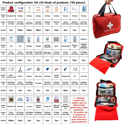 344/738/1030pcs In One Multifunctional Portable Emergency Kit, Suitable for Family, School, Car, Travel, Outdoor Exploration, Essential for Preventing Emergencies, And The Thoughtful First Choice Gift for Family And Friends!