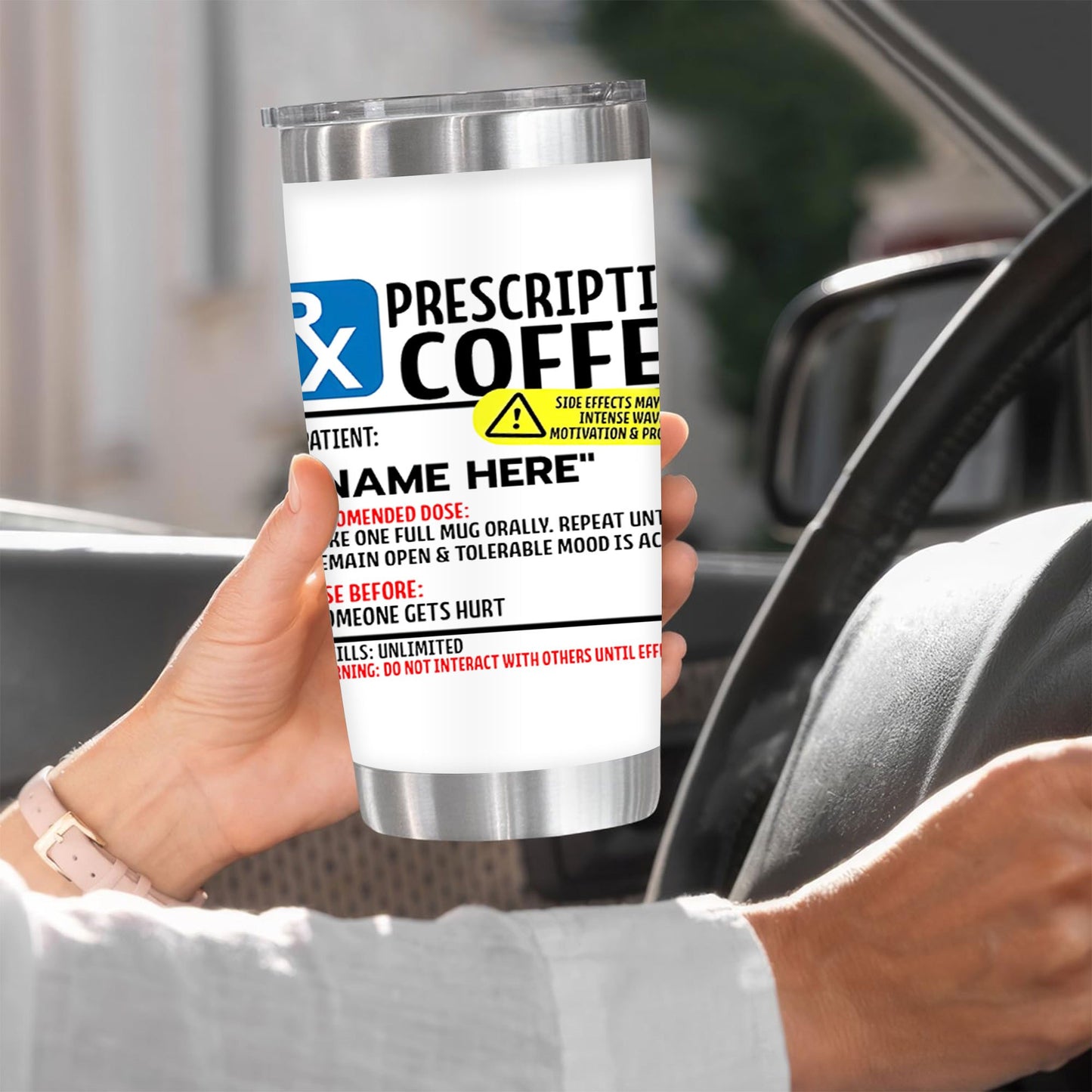 1pc 20oz Prescription Coffee Tumbler, Double Wall Vacuum Insulated Travel Mug, Spill Proof Lid, Perfect Gift for Dad, Mom, Ideal for Christmas, Thanksgiving, Valentine's, Mother's, Father's Day, Gift for birthday, Coffee Cup