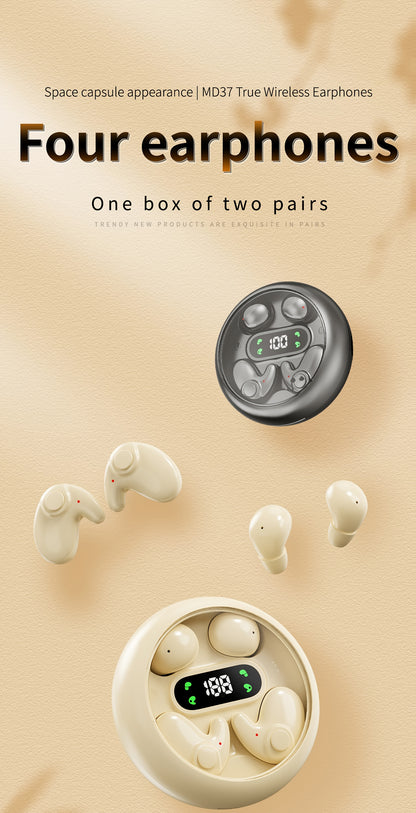 2 Pairs Of In Ear Wireless Wireless Earbuds, Invisible Mini Sleep Earbuds, Long Battery Life, Comfortable To Wear, High Fidelity Sound Quality, Intelligent Noise Reduction, Bass Loop, Touch Control, Digital Display Screen, Of