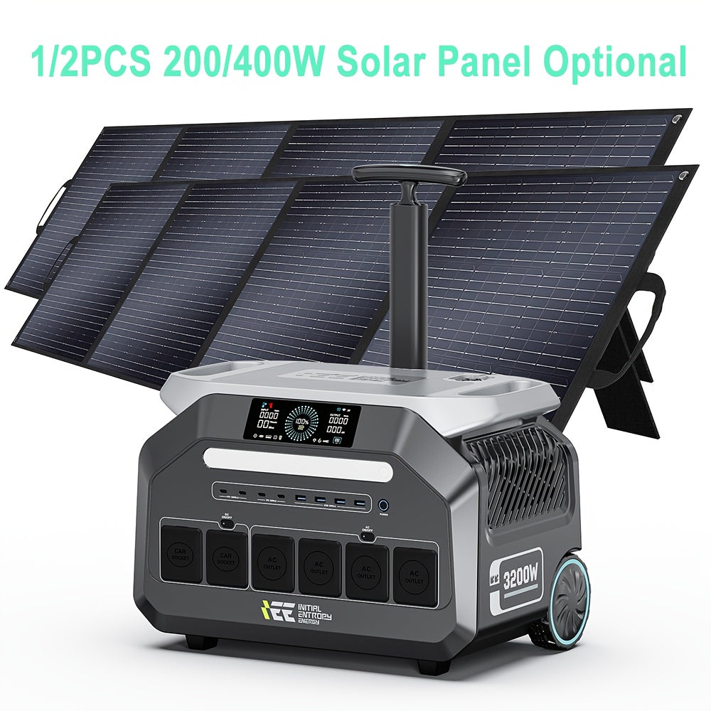 IEE P3200 Power Station 200W 400W Solar Panel (Optional), 2048Wh/3200W (6400Peak) Solar Generator, 1800W Super Fast Charging, LiFePO4 Battery, APP Control Emergency Power Station for Home, Camping, Power Outages