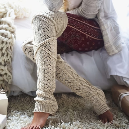Women's Warm Over-the-Knee Knee-High Sock Covers - Solid Color Thermal Winter Socks Suitable for Cold Weather, Machine Washable, for & Casual Attire (All-Season)
