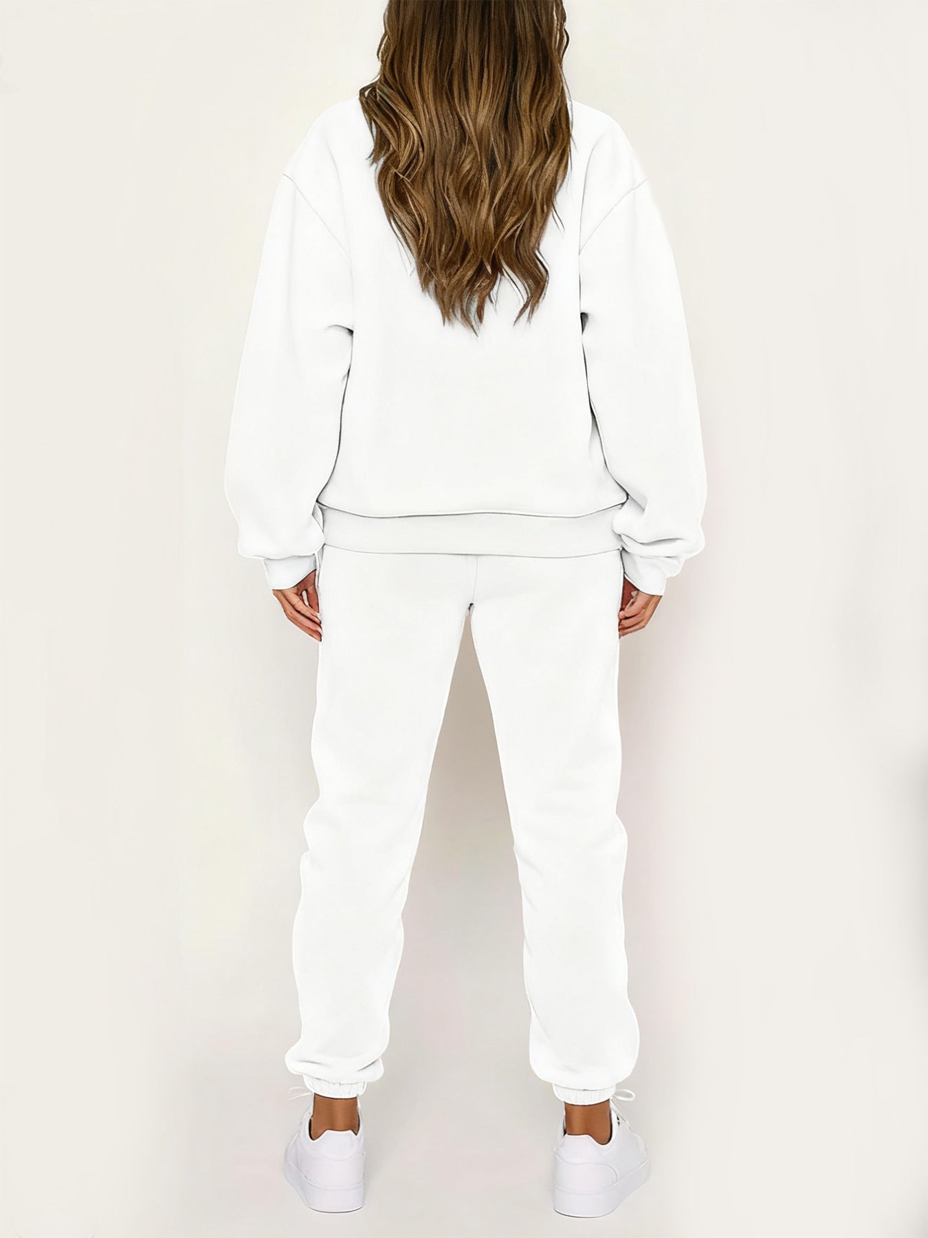 Women'S Casual Crew Neck Sweatshirt & Pants Set - Cozy Fleece-Lined Two-Piece Outfit with "Happy New Year" Print, Perfect for Fall/Winter, Casual Wear, |playful Print|fleece Lined Pants, Sweater Pants