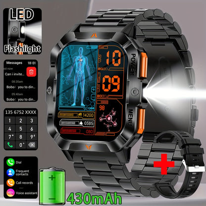 COIUSOR 2.01-inch Smartwatch Built-In LED Flashlight, with Wireless Calling Function, IPS HD Display, 100+ Sports Modes, Outdoor Sports, Fashionable Smartwatch, Wireless Calling/Answering Phone, Message Reminders, Step and Ca