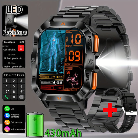 COIUSOR 2.01-inch Smartwatch Built-In LED Flashlight, with Wireless Calling Function, IPS HD Display, 100+ Sports Modes, Outdoor Sports, Fashionable Smartwatch, Wireless Calling/Answering Phone, Message Reminders, Step and Ca