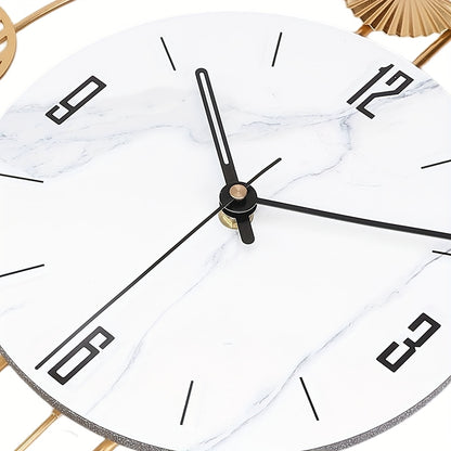 1pc Modern Minimalist Large Wall Clock with Black & Golden Face - Large Easy-to-Read White Hands, Black/White/Golden Iron Frame, Quiet Sweep Movement, Shut-Off, - for Home, Office, Restaurant Decor - Elegant Modern Home Decor