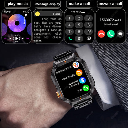 COIUSOR Men'S Outdoor Sports Smart Watch, Wireless Calling Smart Watch, 2.01-Inch HD Full Touch Screen, 1000 Mah Large Battery for Long-Lasting Use, Multiple Sports Modes, Alarm Clock, Pedometer, Calendar, Men'S Smart Watch