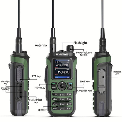 BaoFeng UV-21R Ham Radio Handheld Two-Way Radio - Long Range UHF/VHF Dual Band Walkie Talkie with Type-C Charging, 999 Channels, NOAA Weather Alerts, USB/Battery Powered, Compatible with UV-5R - for Camping, Construction, Eve