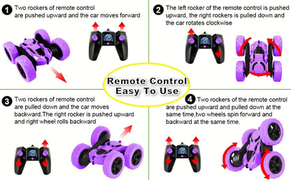 Remote Control Car, RC Toy Vehicle for Kids Ages 6-12 Years Old, 4WD Dual-Sided 360° Flip Stunt with 2.4GHz LED Lights and All-Terrain High Speed - Birthday Gift Idea or Holiday Present (Christmas Halloween Easter)