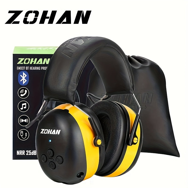 ZOHAN Upgraded Electronic Wireless Headset, NRR25db, Suitable For, Outdoor Sports, Mowing, Work, Cycling, Noise Cancelling Ear Protector With 1500mAh Rechargeable Battery Extra Long Standby For 40 Hours Comfortable Noise-canc