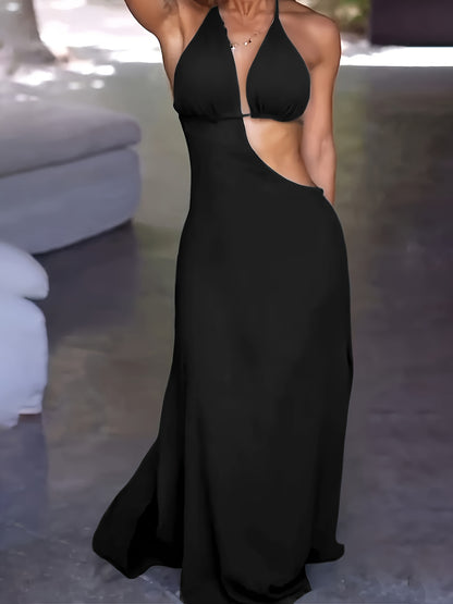 [Sexy Backless Dress] New European and American Cross-Border Sexy Halter Neck Backless Dress