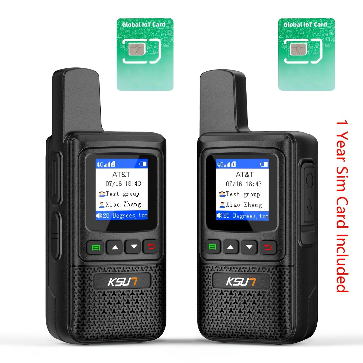 KSUN 4G Network Nationwide POC Radio With 1 Year US Pre-Paid Sim Cards Walkie Talkies Long Range 5000 Miles For Hiking Camping CT1plus (2 Pack)