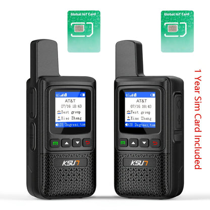 KSUN 4G Network Nationwide POC Radio With 1 Year US Pre-Paid Sim Cards Walkie Talkies Long Range 5000 Miles For Hiking Camping CT1plus (2 Pack)