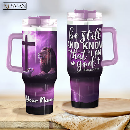 1pc MISVAN Personalized Tumbler with Lid - Custom Name Engraved 40oz Stainless Steel Insulated Water Bottle, Hot & Cold Drinkware for Outdoor Travel, Cross Print Design - Ideal Gift for Birthdays, Easter, Thanksgiving, Mother