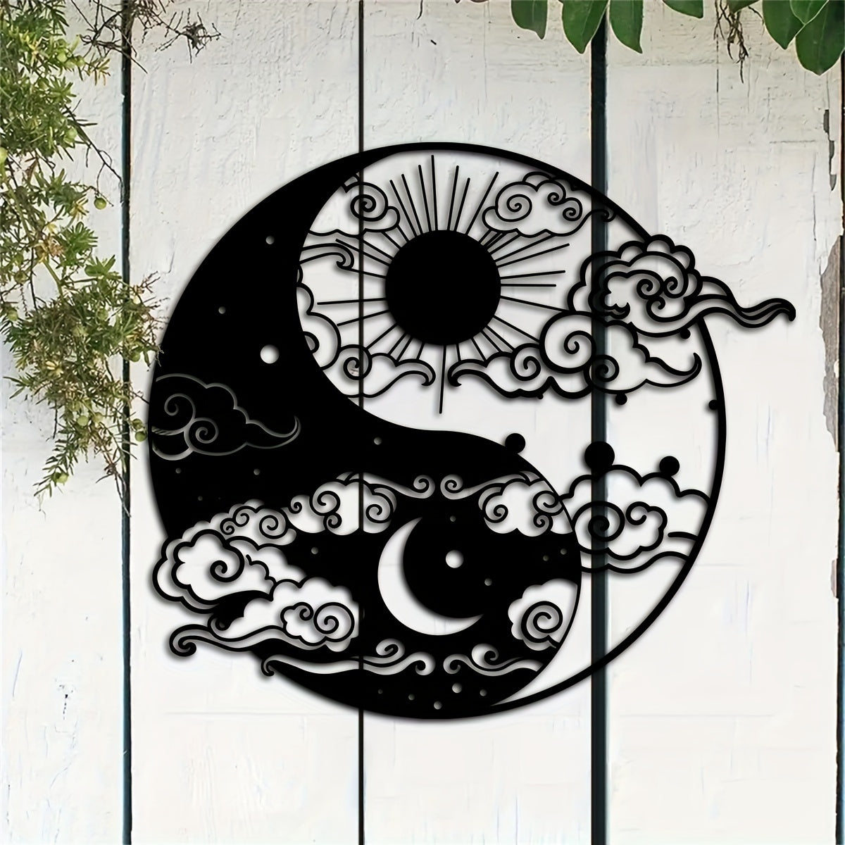 Decorative Signs & Plaques1 piece, Yin and Yang Metal Wall Art, 15.75 inches * 14.06 inches, Sun and Moon Home Decoration, Day and Night Metal Wall Art, Yogo Metal Wall Decoration, Avatar Metal Wall Art, Iron Painting Indoor
