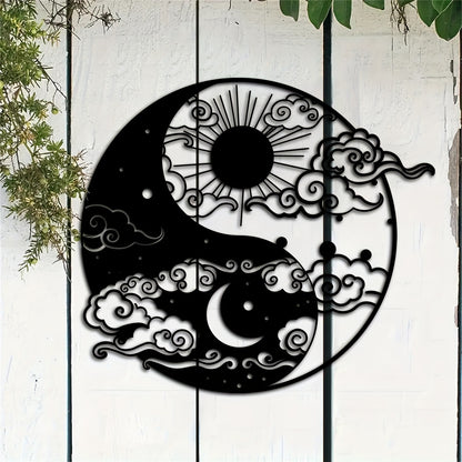 Decorative Signs & Plaques1 piece, Yin and Yang Metal Wall Art, 15.75 inches * 14.06 inches, Sun and Moon Home Decoration, Day and Night Metal Wall Art, Yogo Metal Wall Decoration, Avatar Metal Wall Art, Iron Painting Indoor