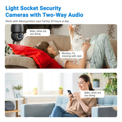 2K FHD Smart Bulb Security Camera - Wireless Indoor Light Socket Cam With 360° Panoramic PTZ, 5G/2.4G WiFi, Motion Tracking & Auto Alerts, Color Night Vision & Two-Way TalkFHD
