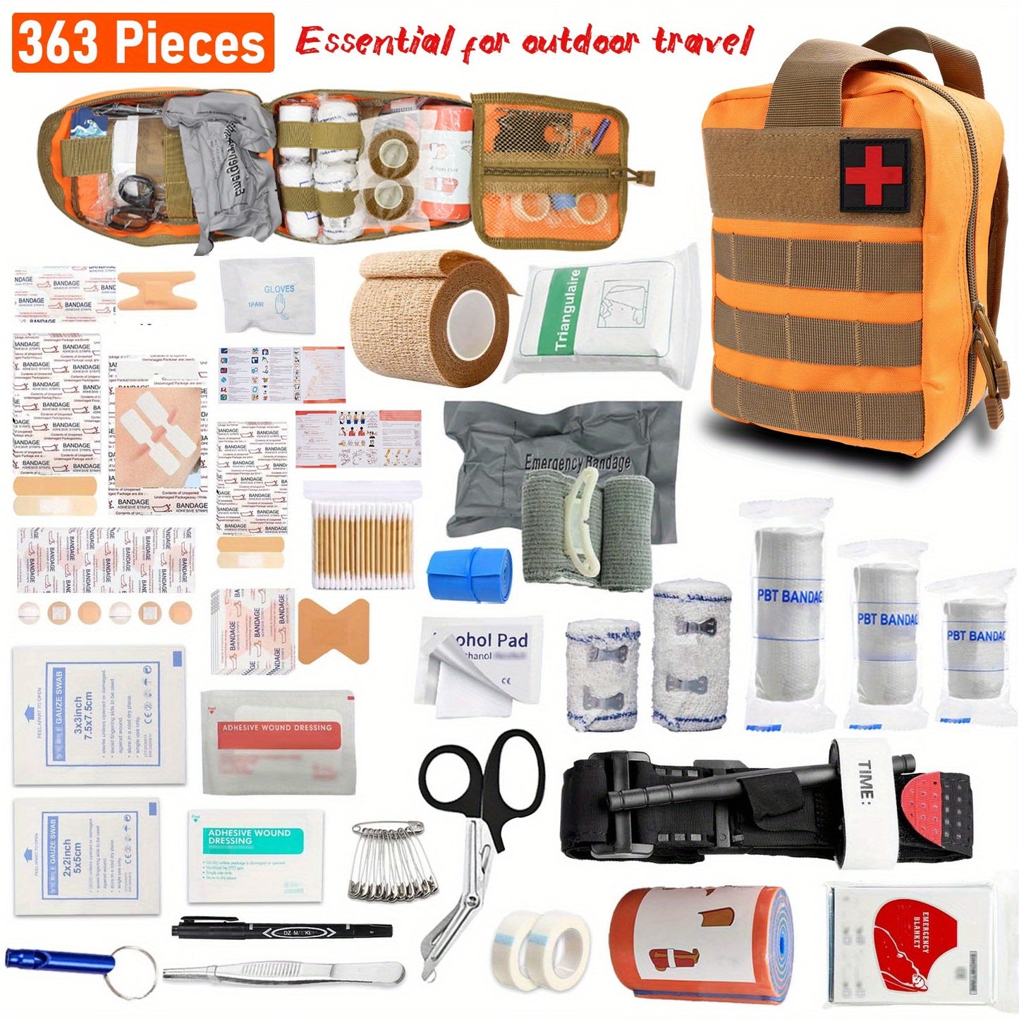 Emergency Preparedness Kit - Ultralight Portable First Aid & Medical Organizer with Essential Supplies for Hiking, Car Survival, Family Emergencies - Compact for outdoor, Travel & Crisis Readiness (No Magnesium/Firestarter)