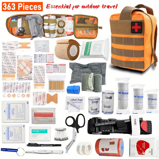 Emergency Preparedness Kit - Ultralight Portable First Aid & Medical Organizer with Essential Supplies for Hiking, Car Survival, Family Emergencies - Compact for outdoor, Travel & Crisis Readiness (No Magnesium/Firestarter)
