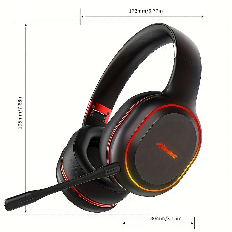 KOFIRE UG-05 2.4GHz Wireless Gaming Headset, Over-Ear Headphones With Vibration Feedback, Noise-Canceling Microphone, And LED Lights, Wireless Headphones For Nintendo Switch, PC, PS5, PS4