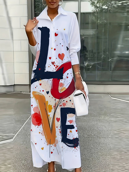 Women'S Elegant Floral Print Shirt Dress - Long Sleeve, Button-Up Collar, Lightweight, Perfect for Spring/Summer/Fall, Casual to Formal Wear, Casual Attire|Floral Print Dress| Fabric