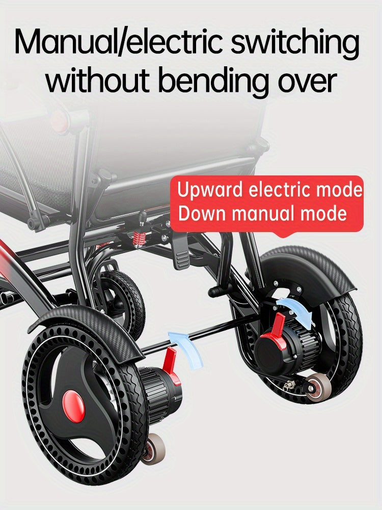Ultra-lightweight Adult Electric Wheelchair, Only 39 Lbs, All-terrain Design, 18-mile Range, Foldable, Airline-approved Travel-ready with Long-range Battery, Perfect for Seniors And Travel.