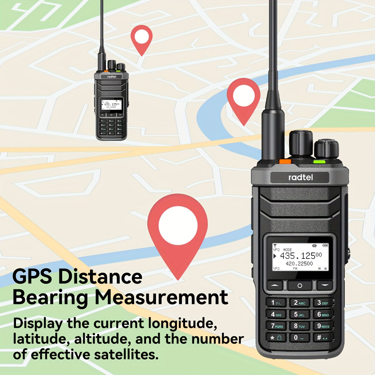 Radtel RT-860G GPS Ham Radio & CB Radio - 1024-Channel Dual Band Long Range Walkie Talkie with NOAA Weather, GPS Navigation, SW/SWB FM/SSB Modes, Type-C Charging, HF/VHF/UHF/Aviation AM/USB/LSB/CB/SSB, 4500-Channels, 50W High