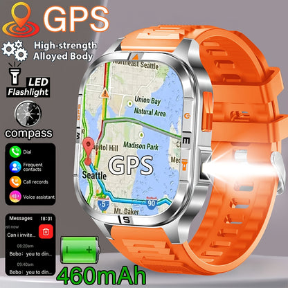COIUSOR High Precision GPS Smartwatch with Wireless Calling, Compass & LED Flashlight, 2.01" IPS HD Display, 100+ Sports Modes, Dual GPS L1+L5, 100+ Watch Faces, Voice Assistant, Music Control, Durable Zinc Alloy Body, Valent