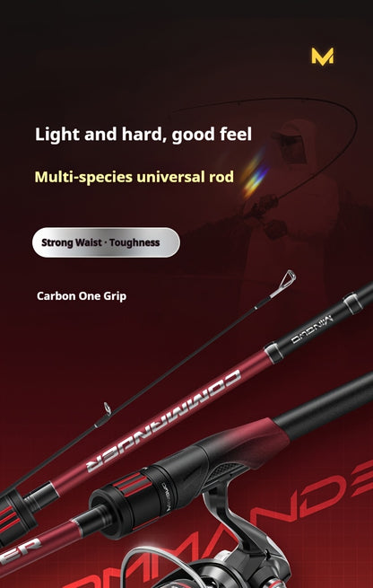 Commander Ambidextrous Carbon Fiber Baitcast Fishing Rod and Reel Combo, Extra Light Medium Fast Action, Ideal for Easter, Independence Day, Christmas, New Year, Grandparents Day Gifts