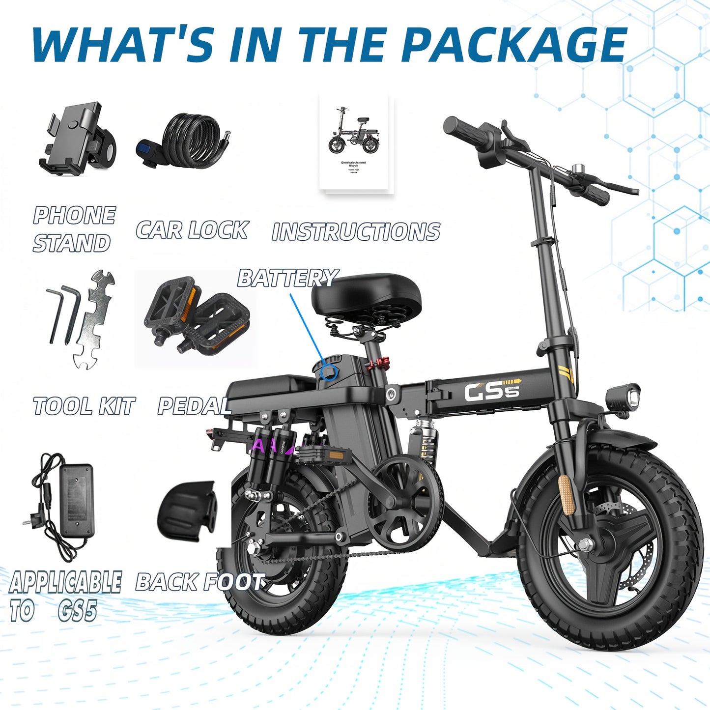 UPlee Peak Power 740W Electric Bike For Adults, 20MPH Full Shock Absorption Comfortable Riding, 48V6/8/10/15/17.5Ah, Max 32Miles Folding Ebike, 14'' Tubeless Off-road Tire, City Commuter