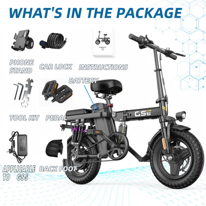 UPlee Peak Power 740W Electric Bike For Adults, 20MPH Full Shock Absorption Comfortable Riding, 48V6/8/10/15/17.5Ah, Max 32Miles Folding Ebike, 14'' Tubeless Off-road Tire, City Commuter