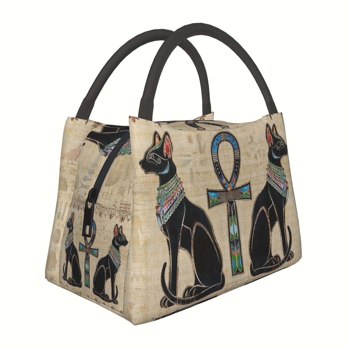 1pc Retro Egyptian Image Pattern, Portable And Reusable Refrigerated Bag, Insulated Lunch Bag, A Must-have For Camping Beaches, Homes, Offices, And Outdoors, Suitable As A Birthday Gift And Holiday Gift For Family And Friends