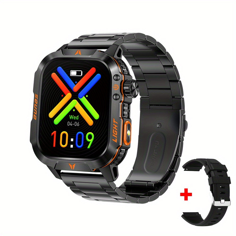 QTLJJBY Outdoor Sports Smartwatch with One-Touch Call Answering/Dialing, Message Notifications, Multiple Sports Modes, Activity Tracker (Calorie, Pedometer), Flashlight, 600mAh Battery, IP68 Waterproof, Couple's Watch, Perfec