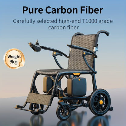 Foldable 28lbs Ultra-Light Carbon Fiber Electric Wheelchair No Setup Dual Lithium Battery 28 Miles Extended Range All-Terrain Flight Approved
