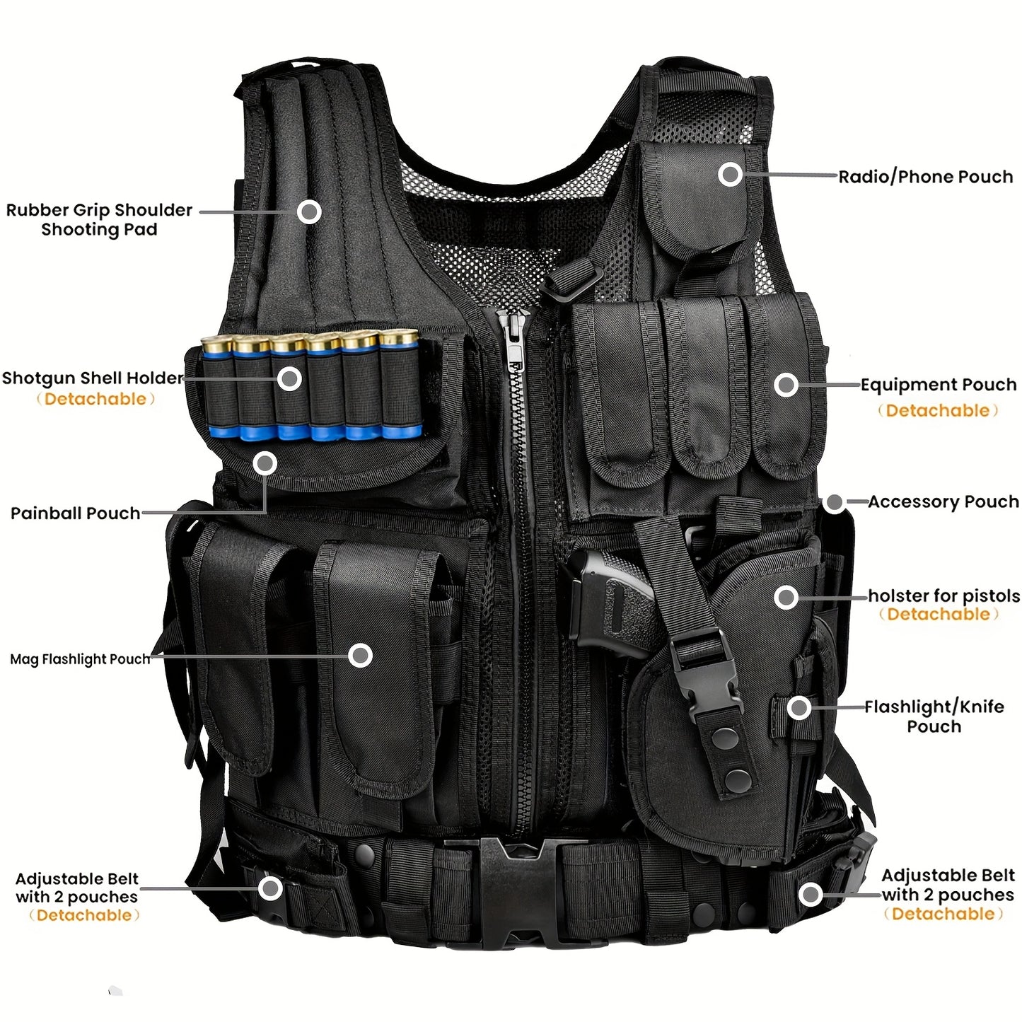 Marmot Upgrade S-XXXXL Tactical Vest 1000D Nylon With Detachable Belt & Subcompact/Compat/normal Pocket