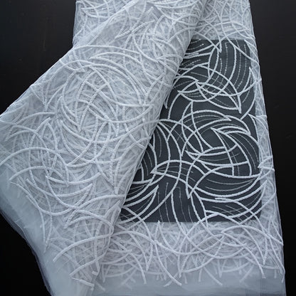 1pc 5yards White African Lace Fabric 2026 New Design French Mesh Embroidered Lace Fabric for Wedding Dresses 4484