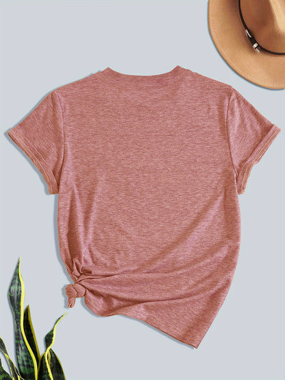 Women'S Casual "Hustle" Graphic Tee - Red Short Sleeve Round Neck T-Shirt with White Artistic Lettering, Lightweight Polyester Blend, Relaxed Fit for Spring & Summer, Casual Summer Wear | Comfortable Fit